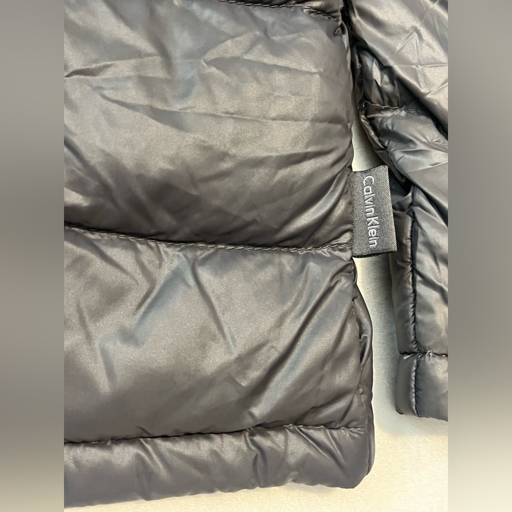 Calvin Klein Women's Charcoal Gray Packable Lightweight Down Puffer Jacket L - Picture 3 of 15